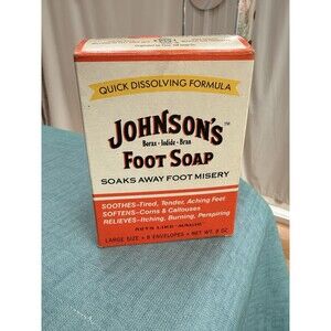 Johnson's Foot Soap Quick Dissolve Powder Soak 1 Box of 8 Packs New